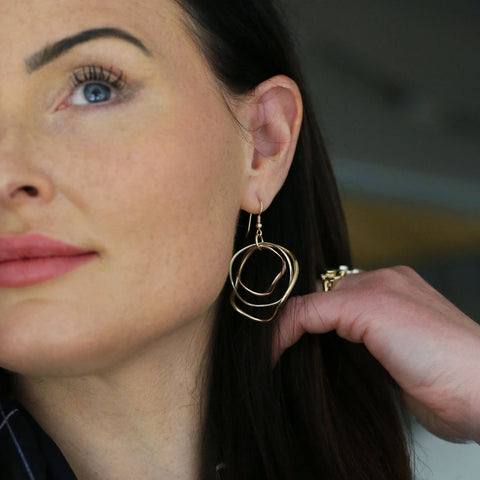 Tidal 3-part Hoop Earrings in 9ct Yellow, White & Rose Gold by Sheila Fleet Jewellery