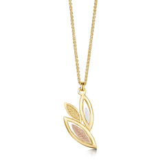 Seasons 3-leaf Gold Leaves Pendant in 9ct Yellow, White & Rose Gold by Sheila Fleet Jewellery