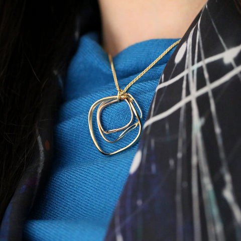 Tidal 3-part Pendant in 9ct Yellow, White & Rose Gold by Sheila Fleet Jewellery