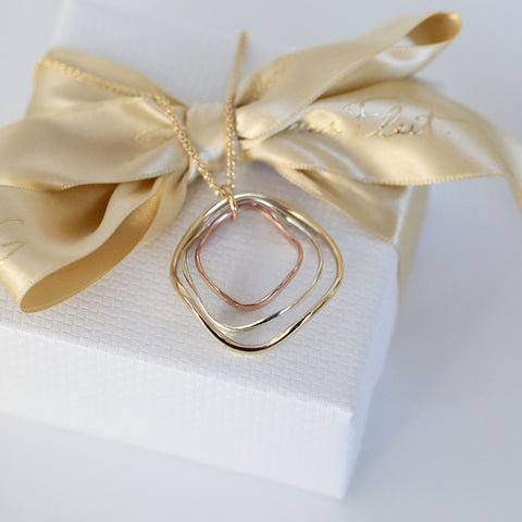 Tidal 3-part Pendant in 9ct Yellow, White & Rose Gold by Sheila Fleet Jewellery