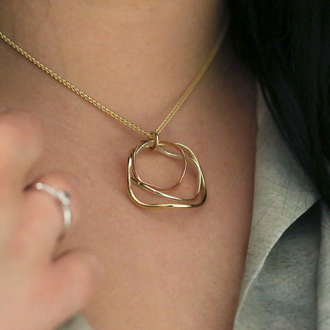 Tidal 3-part Pendant in 9ct Yellow, White & Rose Gold by Sheila Fleet Jewellery
