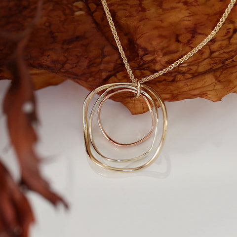 Tidal 3-part Pendant in 9ct Yellow, White & Rose Gold by Sheila Fleet Jewellery