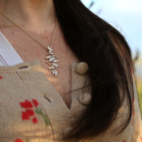 Seasons Dress Pendant Necklace in 9ct Yellow, White & Rose Gold by Sheila Fleet Jewellery