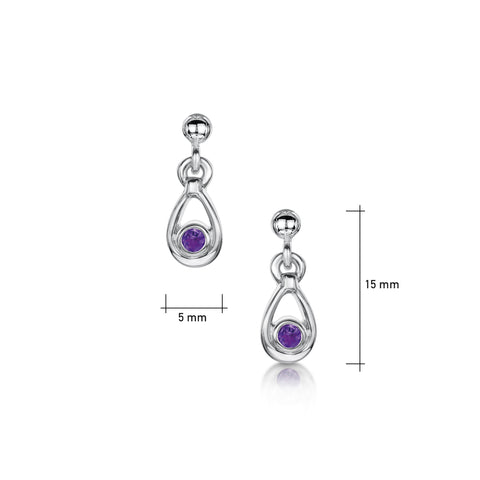 Amethyst Droplet Earrings in Sterling Silver by Sheila Fleet Jewellery