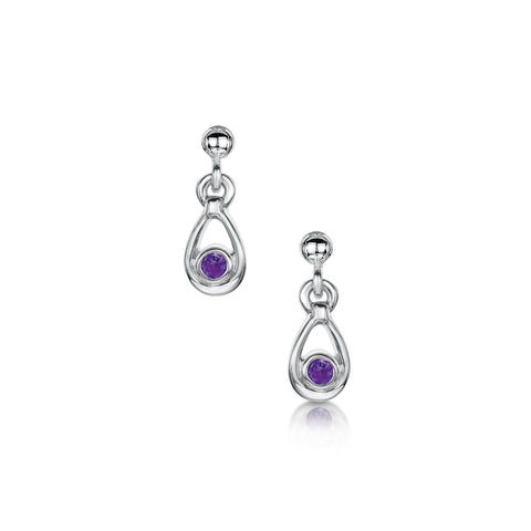 Amethyst Droplet Earrings in Sterling Silver by Sheila Fleet Jewellery