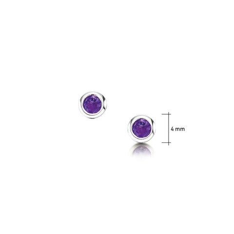 Small Amethyst Solitaire Stud Earrings in Sterling Silver by Sheila Fleet Jewellery