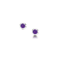 Small Amethyst Solitaire Stud Earrings in Sterling Silver by Sheila Fleet Jewellery