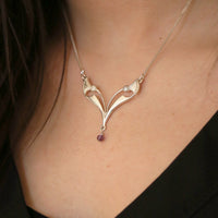 Thistle Necklace in Sterling Silver with Amethyst by Sheila Fleet Jewellery