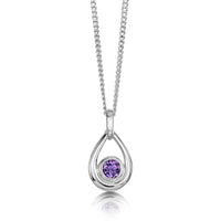Amethyst Birthstone Droplet Pendant in Sterling Silver by Sheila Fleet Jewellery