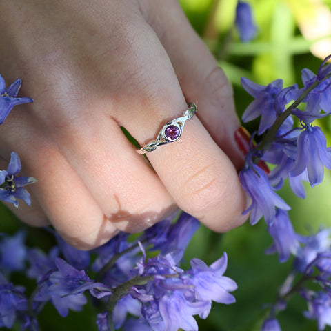 Celtic Twist 4mm Amethyst Solitaire Ring in Sterling Silver by Sheila Fleet Jewellery