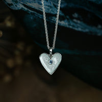 Secret Hearts Aquamarine Birthstone Pendant in Crystal Enamel by Sheila Fleet Jewellery