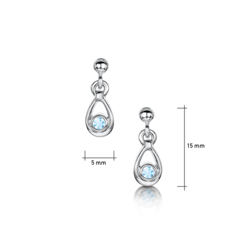 Aquamarine Droplet Earrings in Sterling Silver by Sheila Fleet Jewellery