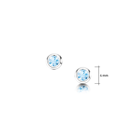 Small Aquamarine Solitaire Stud Earrings in Sterling Silver by Sheila Fleet Jewellery