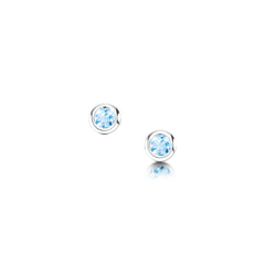 Small Aquamarine Solitaire Stud Earrings in Sterling Silver by Sheila Fleet Jewellery