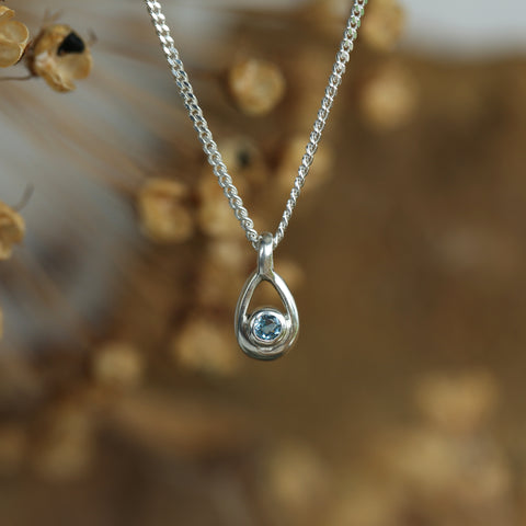 Aquamarine Birthstone Petite Droplet Pendant by Sheila Fleet Jewellery