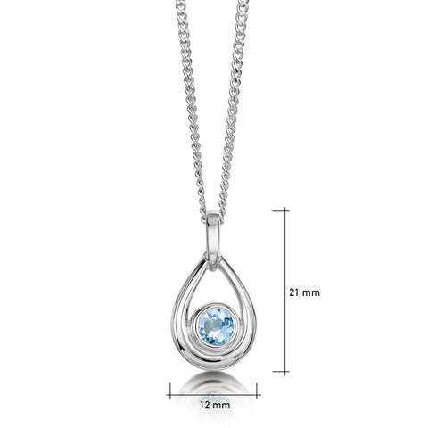 Aquamarine Birthstone Droplet Pendant in Sterling Silver by Sheila Fleet Jewellery