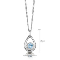 Aquamarine Birthstone Droplet Pendant in Sterling Silver by Sheila Fleet Jewellery