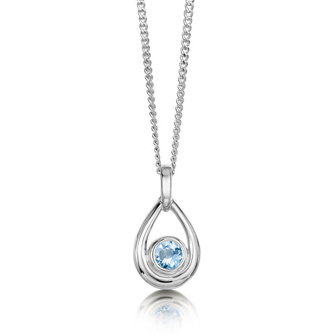 Aquamarine Birthstone Droplet Pendant in Sterling Silver by Sheila Fleet Jewellery