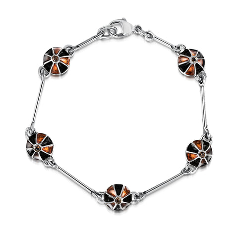 Kirkwall Ba' 5-link Brown CZ Bracelet in Light Tan Enamel by Sheila Fleet Jewellery