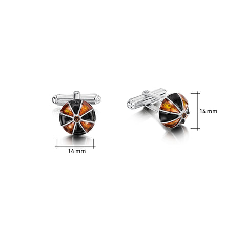 Kirkwall Ba' Brown CZ Cufflinks in Light Tan Enamel by Sheila Fleet Jewellery