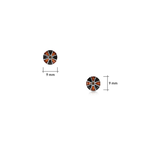 Kirkwall Ba' Brown CZ Small Stud Earrings in Light Tan Enamel by Sheila Fleet Jewellery