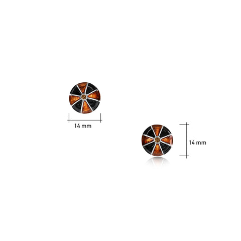 Kirkwall Ba' Brown CZ Stud Earrings in Light Tan Enamel by Sheila Fleet Jewellery