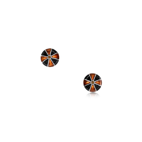 Kirkwall Ba' Brown CZ Stud Earrings in Light Tan Enamel by Sheila Fleet Jewellery