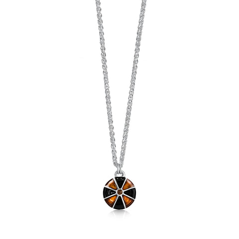Kirkwall Ba' Brown CZ Pendant in Light Tan Enamel by Sheila Fleet Jewellery