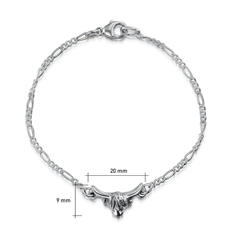 Highland Cow Small Bracelet in Oxidised Sterling Silver by Sheila Fleet Jewellery