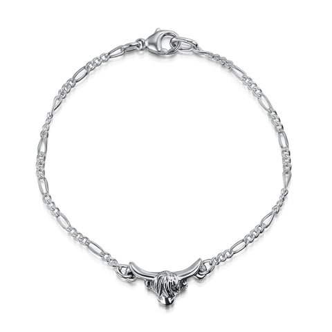 Highland Cow Small Bracelet in Oxidised Sterling Silver by Sheila Fleet Jewellery