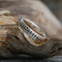Ogham Black Diamond Medium Ring in Sterling Silver by Sheila Fleet Jewellery