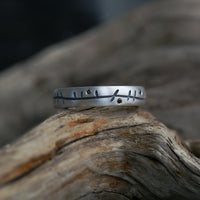 Ogham Black Diamond Medium Ring in Sterling Silver by Sheila Fleet Jewellery