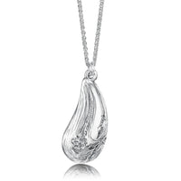 Mussel Oxidised Silver Medium Pendant with Black Pearl by Sheila Fleet Jewellery