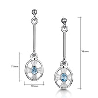 Cross of the Kirk Blue Topaz Dress Drop Earrings in Crystal Enamel by Sheila Fleet Jewellery