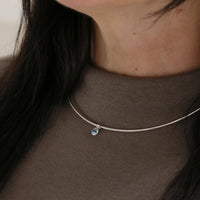 Small Blue Topaz Solitaire Necklace in Sterling Silver by Sheila Fleet Jewellery