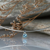 Small Blue Topaz Solitaire Necklace in Sterling Silver by Sheila Fleet Jewellery