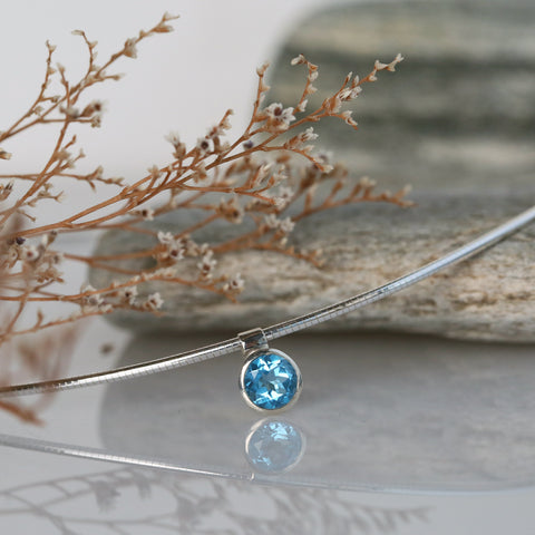 Blue Topaz Solitaire Necklace in Sterling Silver by Sheila Fleet Jewellery