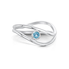 Double Stacking Blue Topaz Wave Ring in Sterling Silver by Sheila Fleet Jewellery