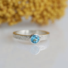 Matrix 5mm Blue Topaz Ring in Sterling Silver by Sheila Fleet Jewellery