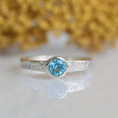 Matrix 5mm Blue Topaz Ring in Sterling Silver by Sheila Fleet Jewellery