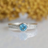 Matrix 5mm Blue Topaz Ring in Sterling Silver by Sheila Fleet Jewellery