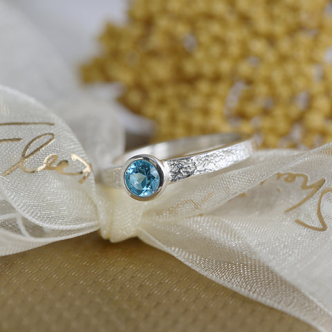 Matrix 5mm Blue Topaz Ring in Sterling Silver by Sheila Fleet Jewellery
