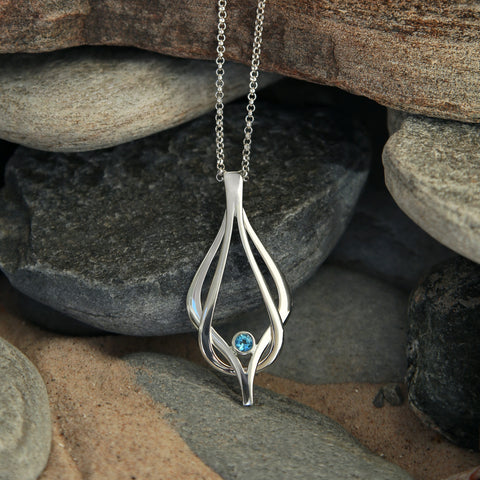 Reef Knot Blue Topaz Dress Pendant Necklace by Sheila Fleet Jewellery