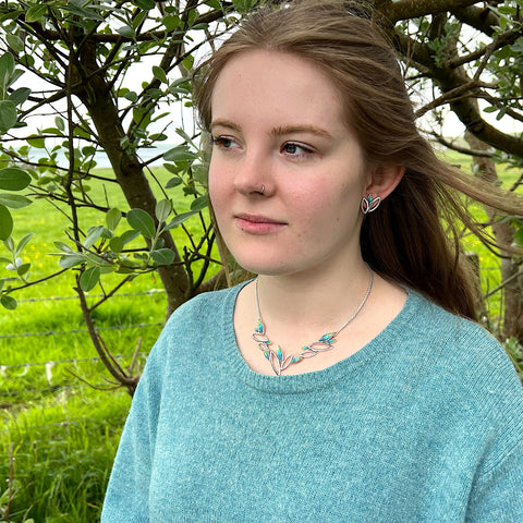 Seasons Silver Dress Necklace in Summer Enamel