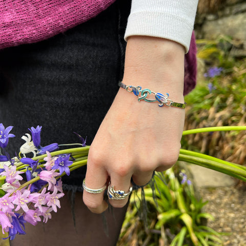 Bluebell Enamel Bangle in Sterling Silver by Sheila Fleet Jewellery