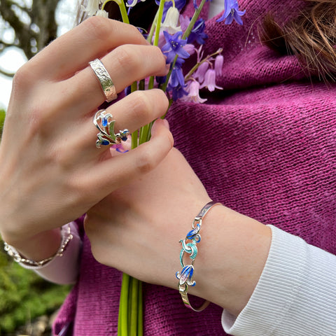 Bluebell Enamel Bangle in Sterling Silver by Sheila Fleet Jewellery
