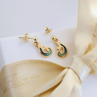 Bow Waves Small Enamel Drop Earrings in 18ct Yellow Gold by Sheila Fleet Jewellery