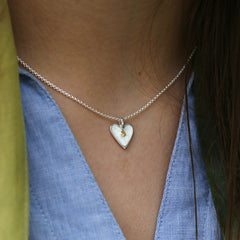 Secret Hearts Citrine Birthstone Pendant in Crystal Enamel by Sheila Fleet Jewellery