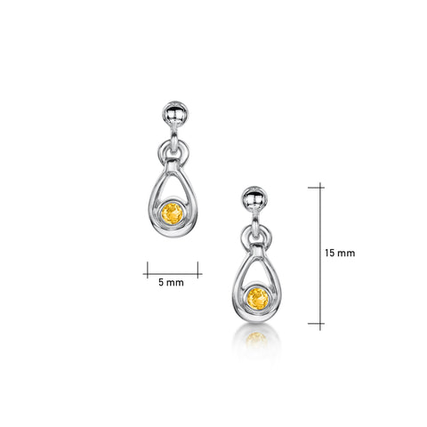 Citrine Droplet Earrings in Sterling Silver by Sheila Fleet Jewellery