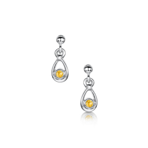 Citrine Droplet Earrings in Sterling Silver by Sheila Fleet Jewellery